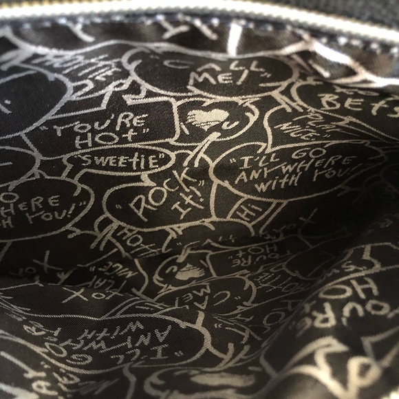 Betsey Johnson black quilt shoulder bag animal print with  bow - Picture 5 of 13